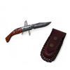 Image 1 : Folding 3" Damascus Blade Knife with Leather Belt Sheath