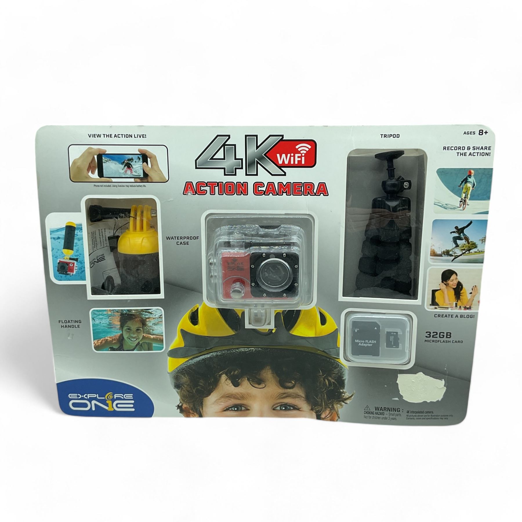 Explore One 4K Wifi Action Camera, 32 GB Micro Flash Card and Accessory Kit
