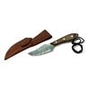 Image 1 : Fixed 3 3/4" Damascus Blade Knife with Leather Belt Sheath