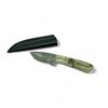 Image 1 : Fixed 3 1/4" Damascus Blade Knife with Bone Handle and Leather Belt Sheath