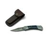 Image 1 : Folding 2 3/4" Damascus Blade Knife with Bone Handle and Leather Sheath