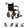 Image 1 : Medline Basic Aluminum Transport Chair with 12 inch wheels, Red