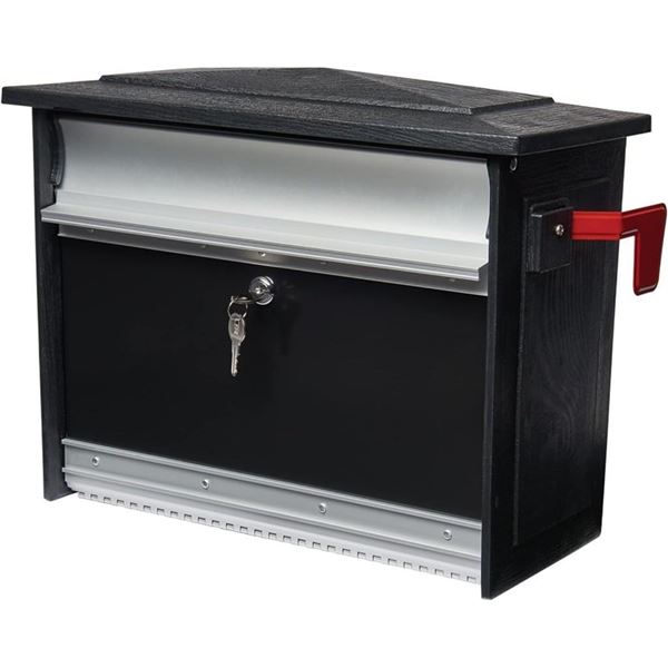 Architectural Mailboxes Mailsafe Aluminum, Locking, Wall Mount Mailbox, MSK00BAM, Black, Medium Capa