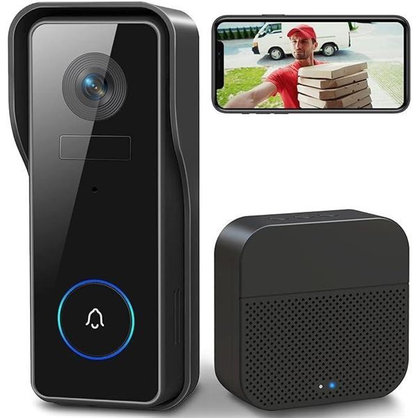 XTU 2K FHD Smart Video Doorbell with Wirelss Chime, Battery Operated, Voice Changer, Voice Message,