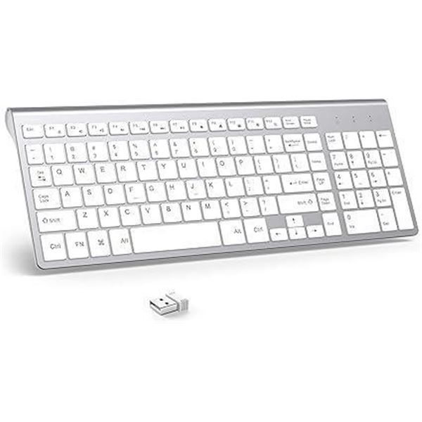 Wireless Keyboard, J JOYACCESS 2.4G Slim Compact Full Size Wireless Keyboard-for PC, Mac,iMac[x=#652