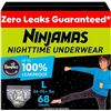 Image 1 : Ninjamas Pampers Nighttime Bedwetting Underwear Boy, Size 8, 68 Count, Disposable Nighttime Underwea