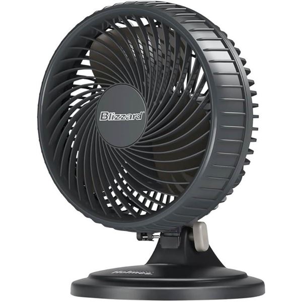HOLMES BLIZZARD 7" Table Fan, 2 Speeds, 3 Blades, 85° Oscillation, 20° Adjustable Head, Home, Bedroo