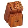 Image 1 : Knife Storage Block 15-Knife Slots Acacia Wood Universal Knife Holders Large Countertop Butcher Knif