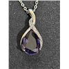 Image 2 : Tear Drop Cut 1.35 Carat Amethyst Solitare .925 Silver Pendant & Chai Set