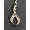 Image 3 : Tear Drop Cut 1.35 Carat Amethyst Solitare .925 Silver Pendant & Chai Set