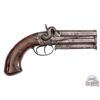 Image 2 : Antique 1850's W.A. Beckwith British Engraved Over/Under Percussion Dual Hammer Pistol