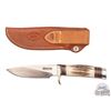 Image 2 : Randall Made Knife Model 25 Trapper 5" Blade with Stag Handle and Leather Sheath