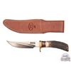 Image 2 : Randall Made Model 27 Trailblazer Knife 5-3/4" Blade Stag Handle and Leather Sheath
