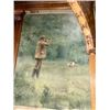 Image 3 : 1900's Original Muslin Tapestry Painting "Summer Woodcock" Hunter Shotgun with English Pointer Dog