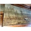 Image 3 : 1900's Original Muslin Tapestry Painting "Quail - A Dead Stand" Hunter & Two English Pointer Dogs