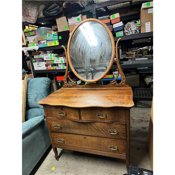 Antique dresser and mirror