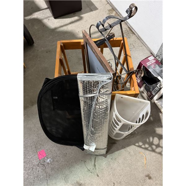 Window, shade, folding laundry basket, bag, holder, and other items