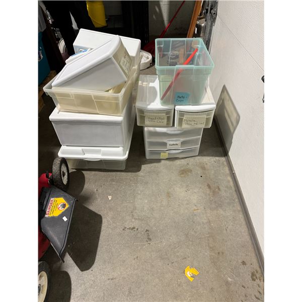 Assorted storage and organizing bins