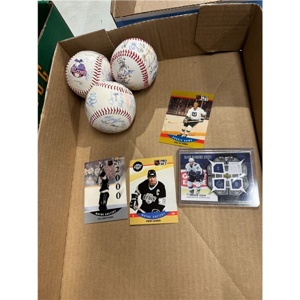 Hockey cards and baseballs