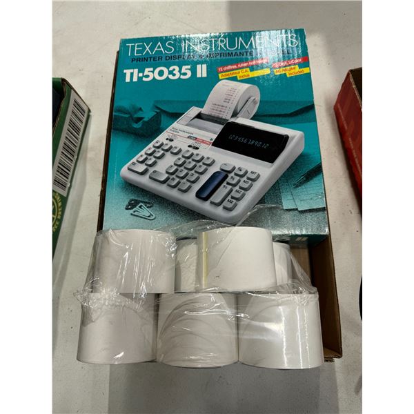 Texas instruments calculator and calculator paper