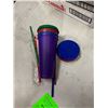 Image 1 : 4 color changing cups with lids and straws