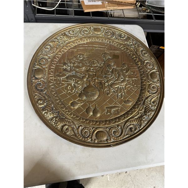 large brass tavern themed charger