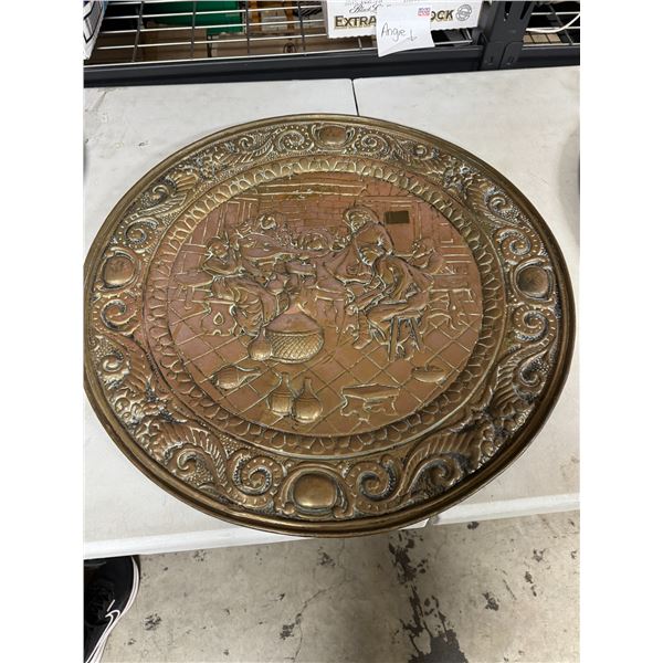 large brass tavern themed charger