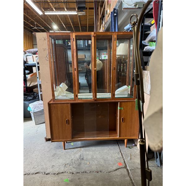 Teak cabinet 54" x 9" x 68.5 tall two-piece tall