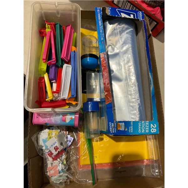 Kitchen clips, and bags, etc.