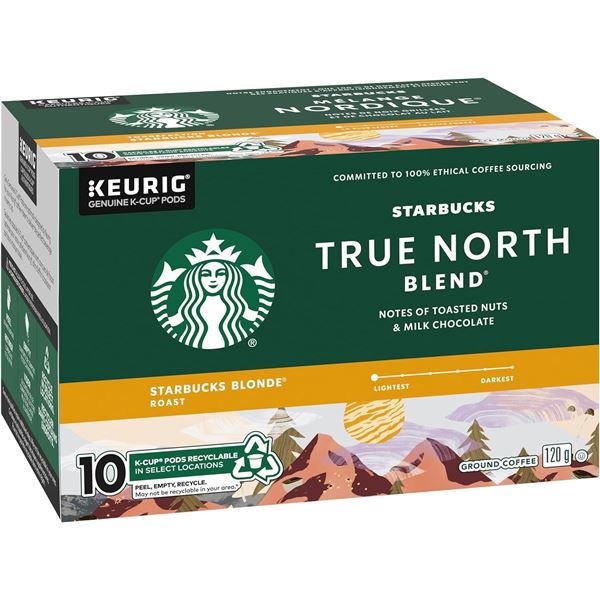 NEW BOX OF 10 STARBUCKS TRUE NORTH KEURIG PODS