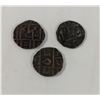 Image 2 : LOT OF 3 ANTIQUE 1835-1910 BHUTAN 1/2 RUPEE COINS