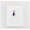 Image 1 : #213-UNHEATED AMETHYST & CZ PENDANT