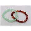 Image 1 : #143-NATURAL AVENTURINE &    ORANG  AGATE BRACELET