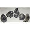 Image 1 : 23)  LOT OF 5 WOLF ORIGINALS INUITE SOAPSTONE
