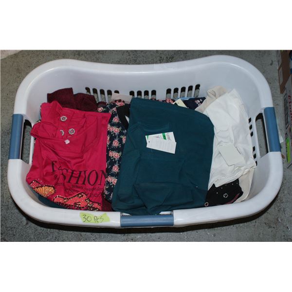UNCLAIMED BASKET OF LADIES CLOTHING