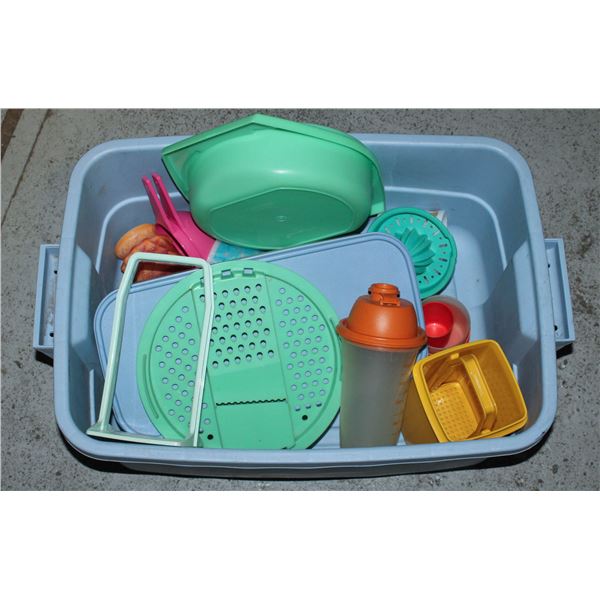 BIN OF VINTAGE TUPPERWARE