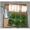 Image 1 : LOT OF FAUX GRASS BALLS AND TIN BUCKETS