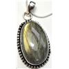 Image 1 : 21)  NATURAL OVAL LABRADORITE PENDANT WITH BEAD