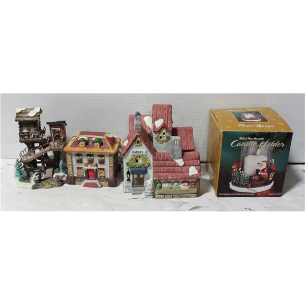 4 PCS CHRISTMAS VILLAGES HOUSES ASSORTED