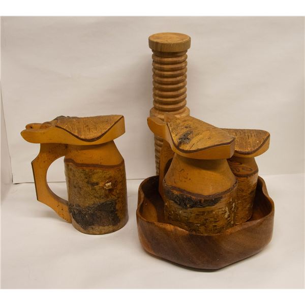 ASSORTED WOOD CRAFTED ITEMS