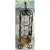Image 2 : 30)  BLACK WROUGHT IRON, 3 WINE BOTTLE-