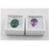Image 1 : #255- UNHEATED AMETHYST 3.90CT & EMERALD 6.95 CT