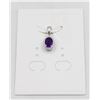 Image 1 : #69-UNHEATED  AMETHYST & CZ GEMSTONE PENDANT