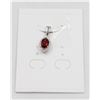 Image 1 : #100-UNHEATED  RED GARNET  & CZ GEMSTONE PENDANT