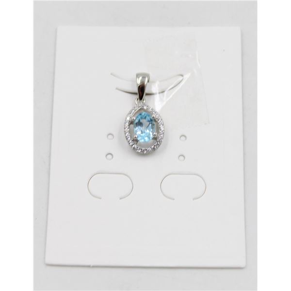 #06-SKY BLUE TOPAZ & CZ GEMSTONE PENDANT