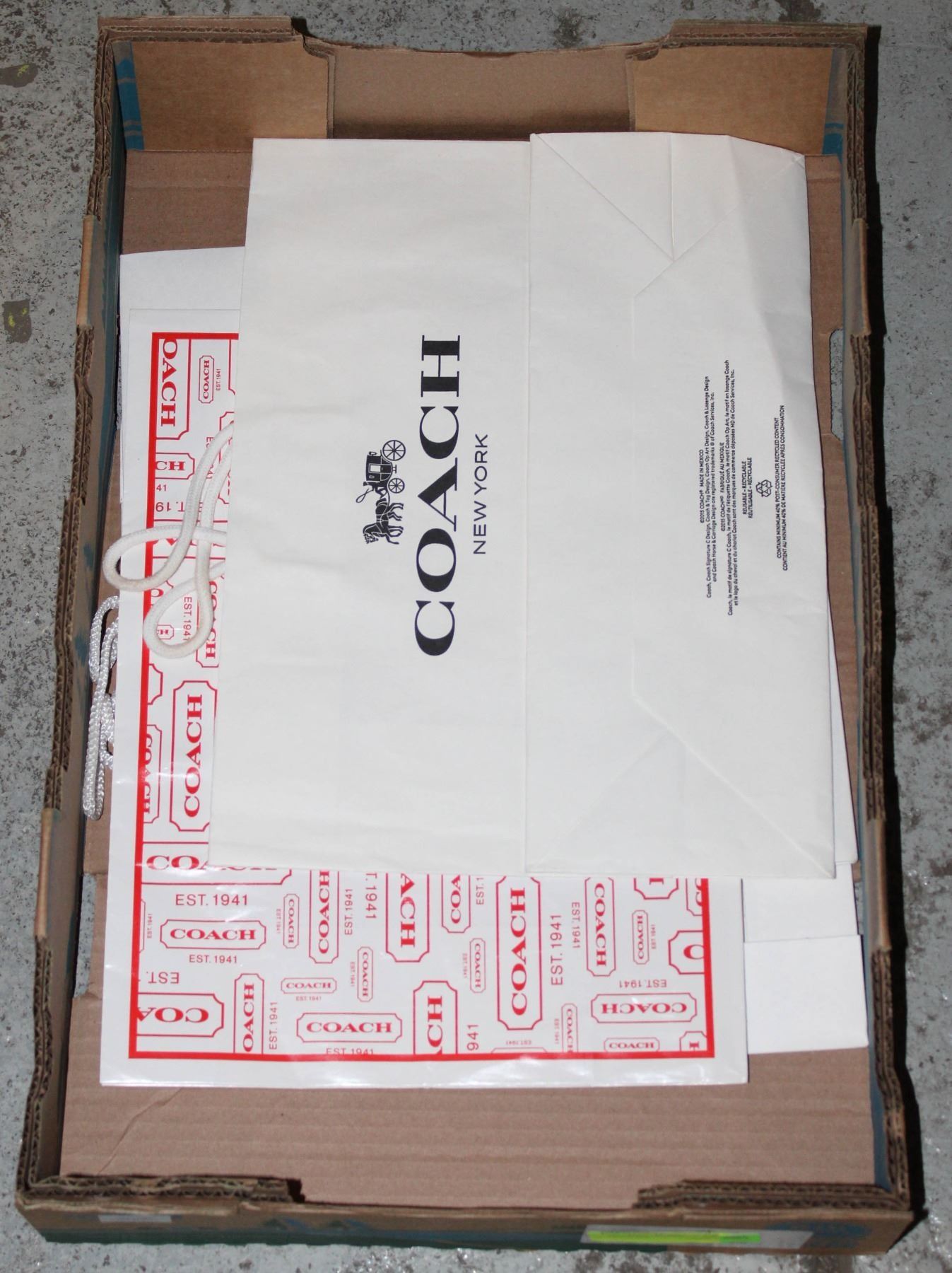 TWO PAPER COACH BAGS AND ONE COACH BOX