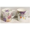 Image 1 : 2 NEW FLORAL CERAMIC TEA COFFEE CUPS MUGS
