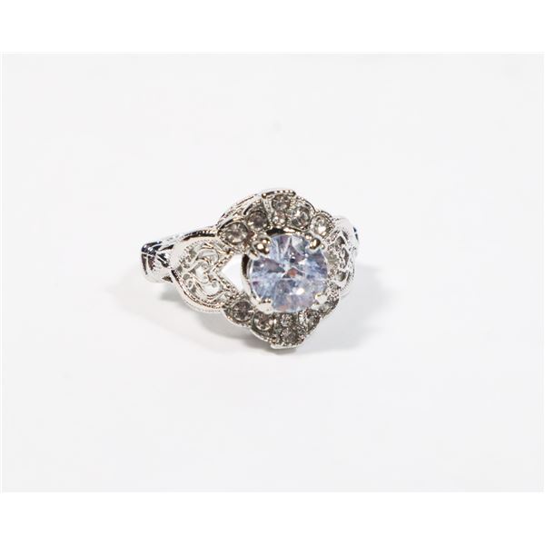 NEW SILVER TONE ZIRCONIA SIZE 7 RING