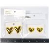 Image 1 : 2 NEW PAIRS YELLOW OF HEART DESIGN STUD EARRINGS