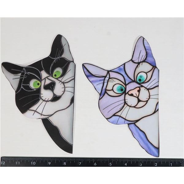 TWO NEW PEEKING CAT WINDOW STICKERS